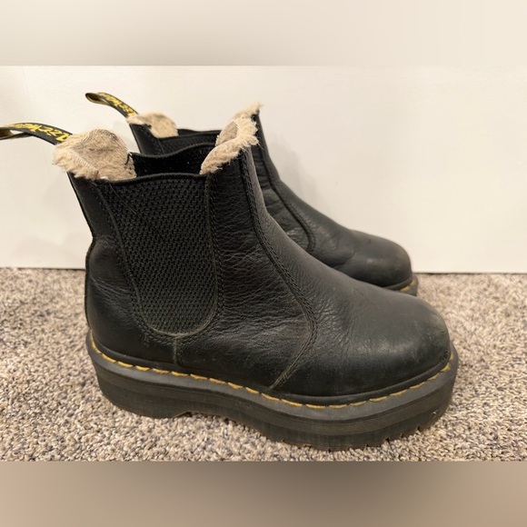 Dr. Martens Shoes - Doc martens faux fur lined platform Black boots size 5